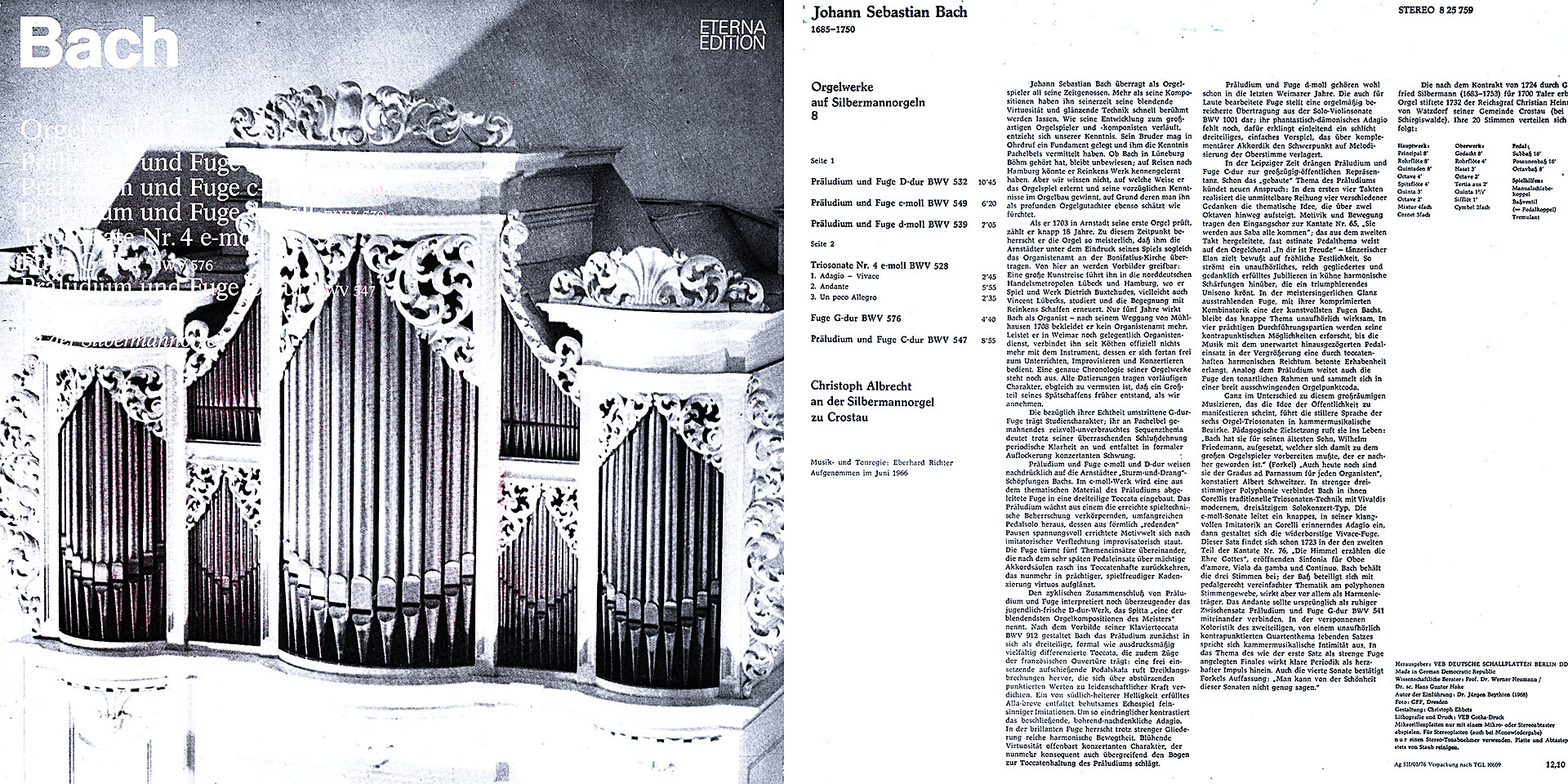 Johann Sebastian Bach - Orgelwerke 8 - Christoph Albrecht an der Silbermannorgel zu Crostau